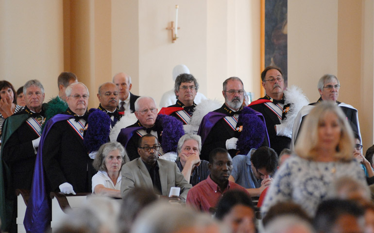 People gather Sunday at the Basilica of the National Shrine of the Assumption of the Blessed Virgin Mary in Baltimore for a Mass to mark the beginning of the U.S. bishops' Fortnight for Freedom. (CNS/Courtesy of the Baltimore archdiocese)