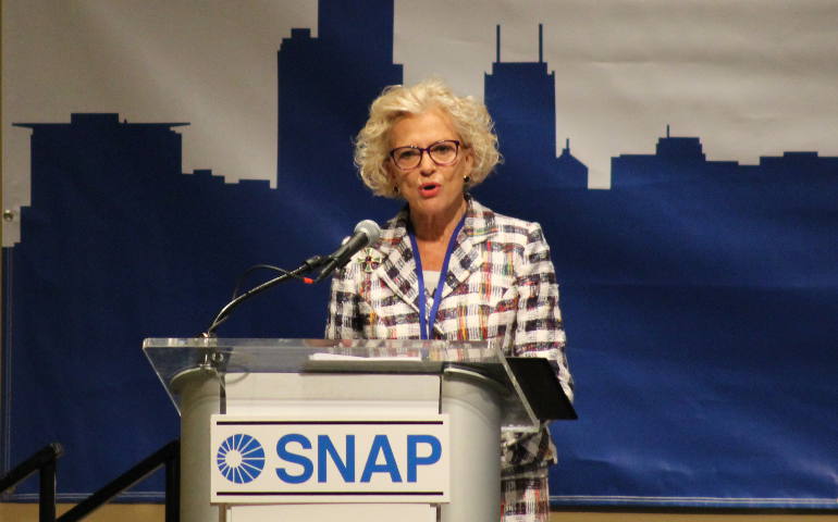 Illinois Supreme Court Justice Anne Burke addresses the Survivors Network of those Abused by Priests conference Aug. 2 in Chicago. Burke emphasized the importance of discipleship in abuse advocates' ongoing efforts to achieve justice for survivors of sexual abuse. (NCR photo/Brian Roewe)