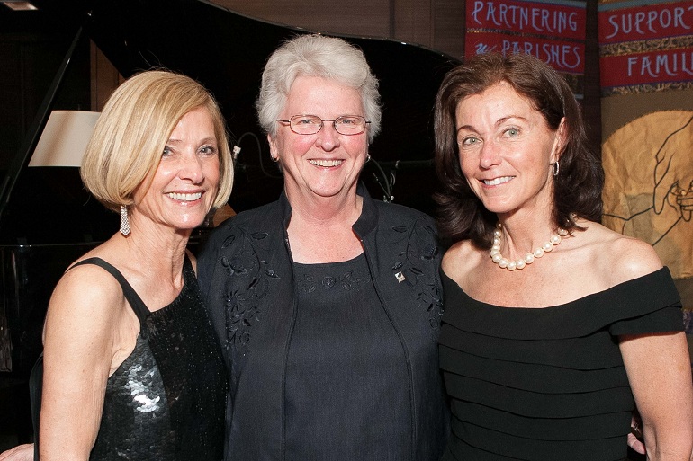 Event co-chair and Catholic Charities CYO Board member Maureen Sullivan, keynote speaker Sister Lillian Murphy, CEO of Mercy Housing, Inc. and Event co-chair and Catholic Charities CYO Board member Cecilia Herbert.