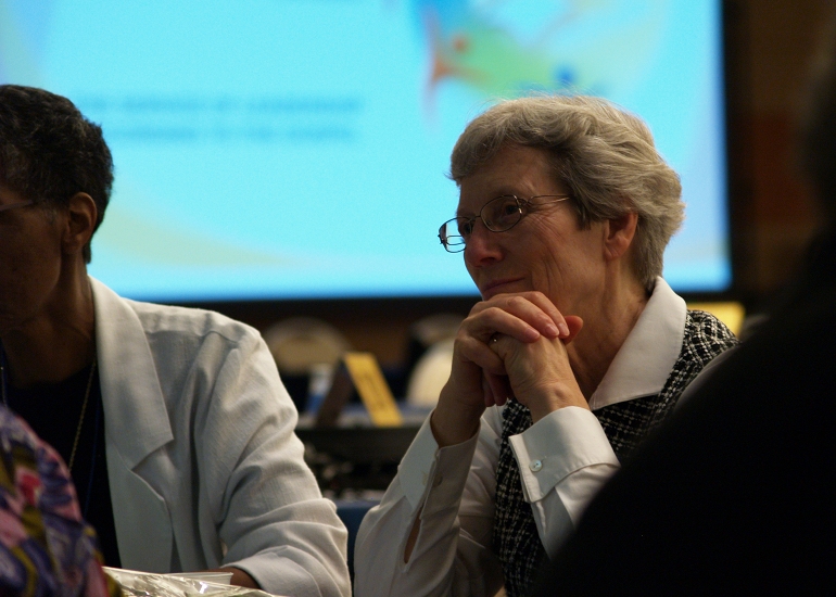 Franciscan Sr. Mary Lou Wirtz, president of UISG, is seen at right. (NCR photo/Robyn J. Haas)