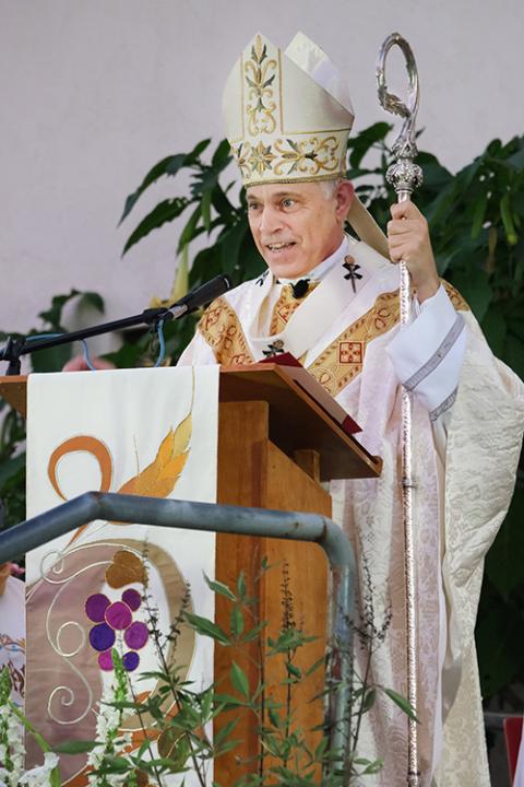 San Francisco Archbishop Salvatore Cordileone is seen outside St. Augustine Church Oct. 16, 2020, in South San Francisco. (CNS/Catholic San Francisco/Dennis Callahan)