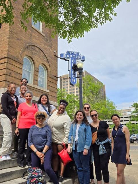 Graduate students in theology and ministry at Catholic Theological Union visit the 16th Street Baptist Church in Birmingham, Alabama, where four Black girls were killed in a bombing by Ku Klux Klan members in 1963.* (Courtesy of Pathways@CTU)