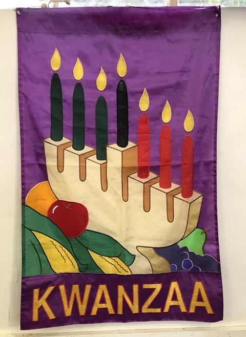 A Kwanzaa display at the Jefferson Branch Library in December, in Pasadena, California (Betty A. Harbison)