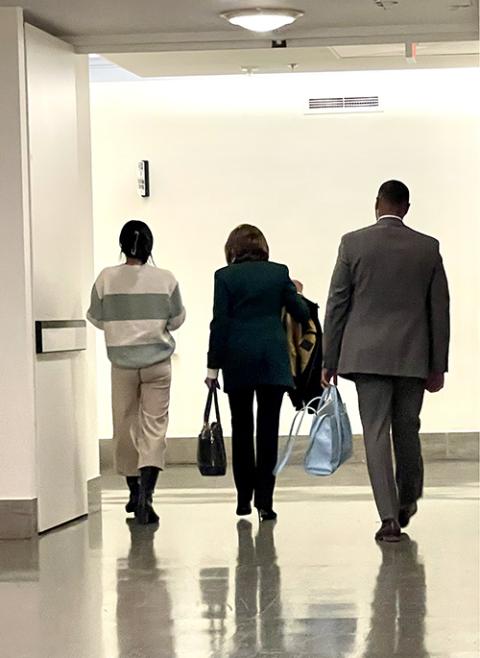 Former House Speaker Nancy Pelosi walks to her California representative's office on Capitol Hill, Dec. 6. (NCR photo/Camillo Barone)