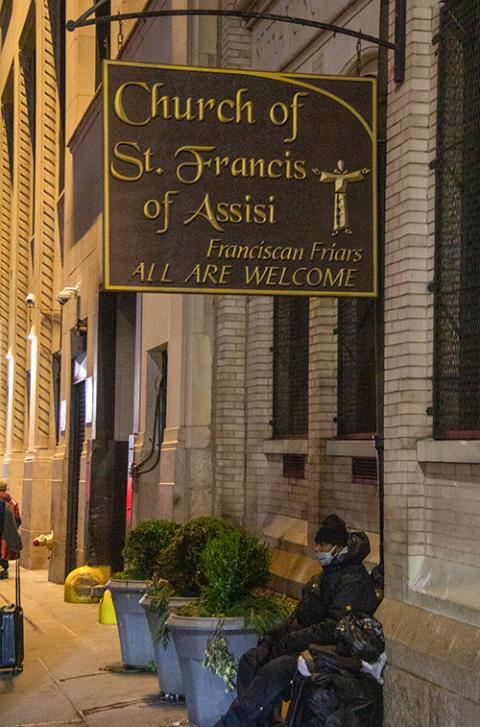 Meredith Augustin is the music director at St. Francis of Assisi Catholic Church in Manhattan, New York. As a musician and parish leader, she embraces the words on the sign outside the church run by Franciscan friars: "All are welcome." (Karen Lindell)