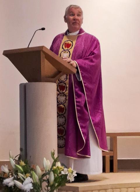 Fr. Michael Halsall, preaching at London's Allen Hall seminary on All Souls Day 2024 (Courtesy of Michael Halsall)