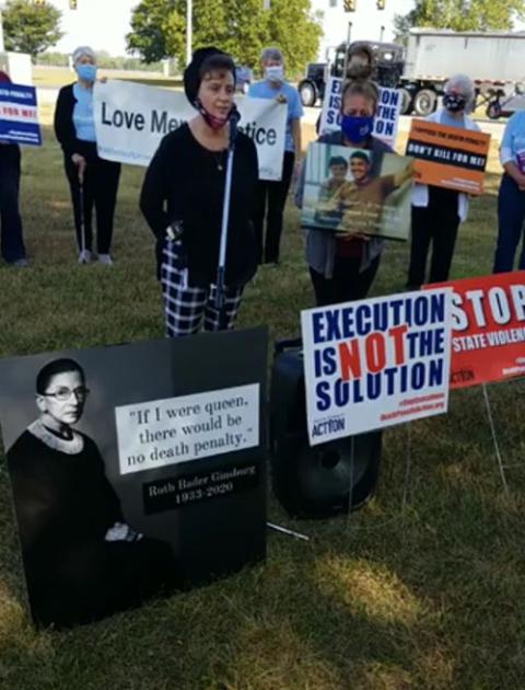 Lisa Brown, the mother of Christopher Vialva, speaks during a Sept. 24 news conference near the Federal Correctional Complex in Terre Haute, Indiana. Her son was executed less than eight hours later that day. (CNS)