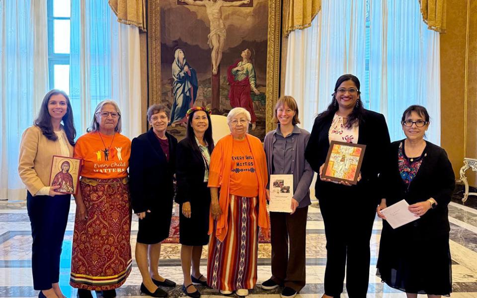 A delegation of women ministries leaders meet with Pope Francis at the Vatican on Sept. 30, 2024. (Courtesy of Pilar Timpane)