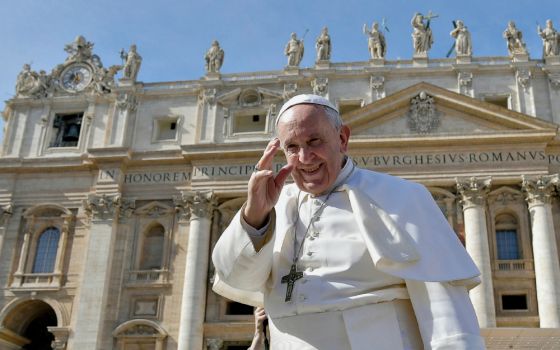 Pope Francis arrives for his general audience in St. Peter's Square at the Vatican Feb. 27. (CNS/Reuters/Yaraara Nardi) 