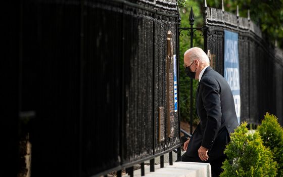 President Joe Biden arrives at Holy Trinity Catholic Church in Washington Aug. 29. (CNS/Reuters/Al Drago)