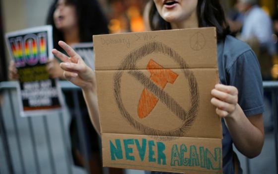 People in New York City protest nuclear war 