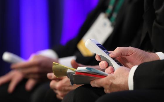 Bishops vote Nov. 12, 2019, during the fall general assembly of the U.S. Conference of Catholic Bishops in Baltimore. The agenda for the Nov. 14-17, 2022, general assembly includes elections for new conference leaders. (CNS/Bob Roller)