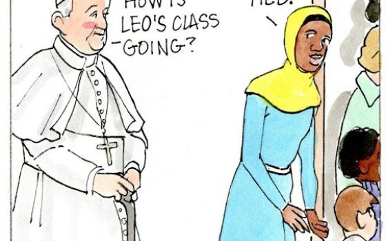 Francis, the comic strip: Brother Leo helps his class get ready for Advent.