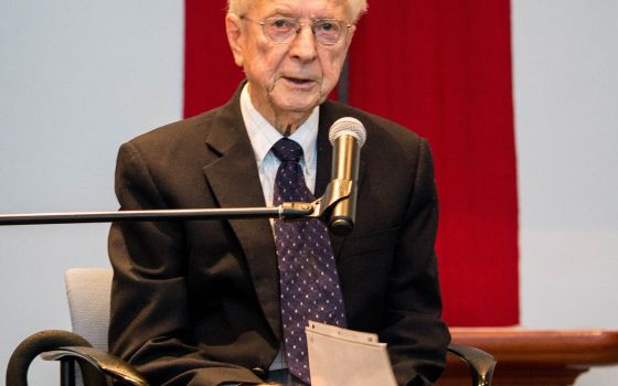 Retired Bishop Remi De Roo is pictured in a 2016 photo at St. Mark's College in Vancouver, British Columbia. (CNS photo/Sarah Scali, St. Mark’s College)