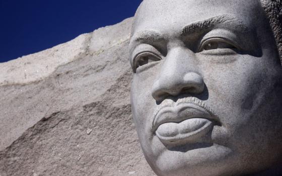 The Martin Luther King Jr. Memorial in Washington is seen Oct. 21, 2021, during an event to celebrate its 10th anniversary. 