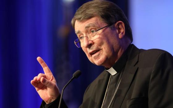 Archbishop Christophe Pierre, apostolic nuncio to the United States, speaks Nov. 16, 2021, during a session of the fall general assembly of the U.S. Conference of Catholic Bishops in Baltimore. 