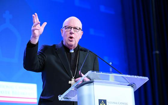 Bishop William Byrne of Springfield, Massachusetts, gives the keynote address during the National Catholic Prayer Breakfast in Washington Feb. 8. (OSV News/Leslie E. Kossoff)