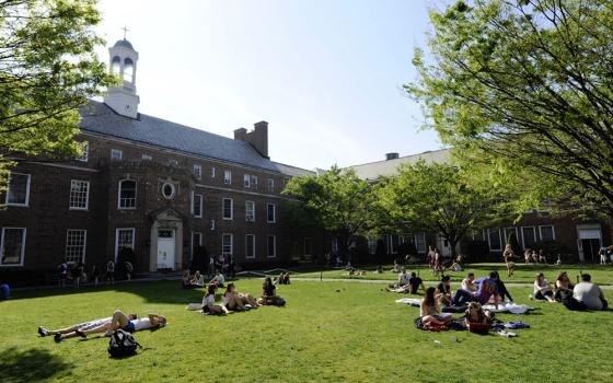 Students are pictured on the quadrangle of Manhattan College in the Bronx, in a 2014 photo. (Wikimedia Commons/Trollness, CC BY-SA 4.0 deed)