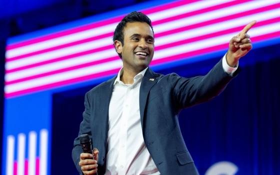 Vivek Ramaswamy speaks during the Conservative Political Action Conference, CPAC 2024, at National Harbor, in Oxon Hill, Md., on Feb. 24.