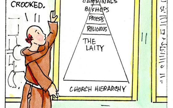 Francis, the comic strip: Brother Leo has some thoughts about the order of church hierarchy. 