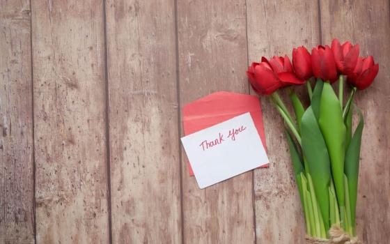 Flowers and a thank you note