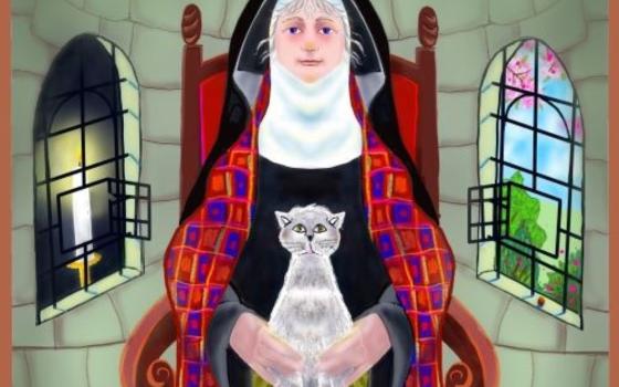 Detail of depiction of Julian of Norwich by Oblate of St. Francis de Sales Br. Mickey McGrath (Mickey McGrath)