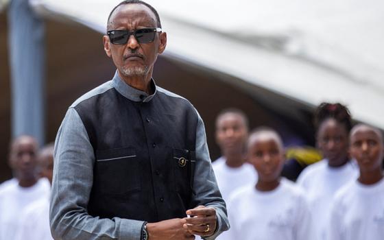 Rwandan President Paul Kagame is pictured during a ceremony in Kigali April 7, 2023. (OSV News/Reuters/Jean Bizimana)