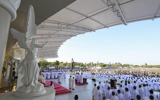 Pope Francis celebrates an outdoor Mass in Tasitolu, East Timor, also known as Timor-Leste, on Sept. 10. (CNS/Vatican Media)