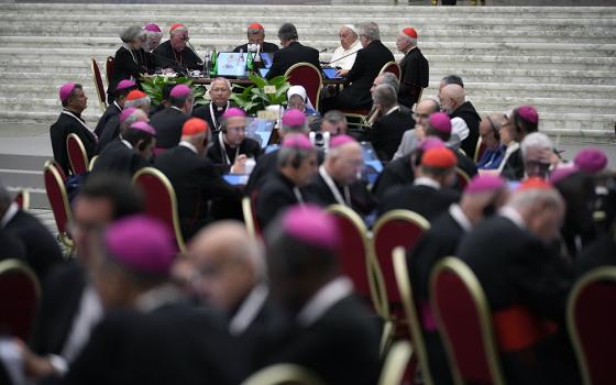 Pope Francis attends the opening of the second session of the 16th General Assembly of the Synod of Bishops at the Paul VI Hall at the Vatican, Oct. 2, 2024. (AP/Andrew Medichini)