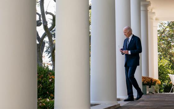 U.S. President Joe Biden walks to deliver remarks on the election results and the upcoming presidential transition of power, in the Rose Garden of the White House in Washington Nov. 7, 2024. His speech took place the day after Republican President-elect Donald Trump was declared to have been elected the 47th president of the United States. (OSV News/Reuters/Elizabeth Frantz)