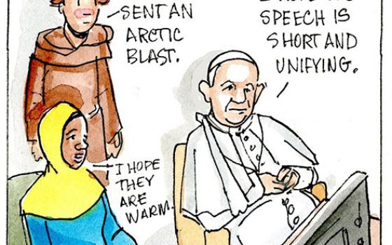 Francis, the comic strip: The cartoon version of the inauguration is very cold!