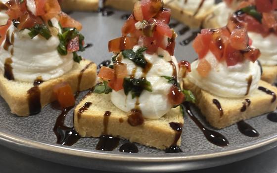  A plate of goat cheese bruschetta prepared by certified executive chef Jim Churches, president of the American Culinary Federation's Michigan Chefs de Cuisine Association and a member of St. Patrick Parish in Brighton, Mich., are seen in this undated photo. Churches told OSV News that with planning, flexibility and creativity, Lenten meals can engage the entire family and every palate. (OSV News photo/Courtesy of Jim Churches)