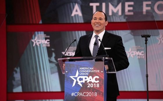 Raymond Arroyo speaks at the 2018 Conservative Political Action Conference in National Harbor, Maryland. Arroyo's weekly show "The World Over" began airing on EWTN in September 1996.