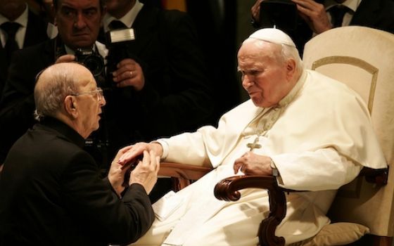 Pope John Paul II, right, with Fr. Marcial Maciel Degollado at the Vatican in 2004 (CNS/Reuters/Tony Gentile)