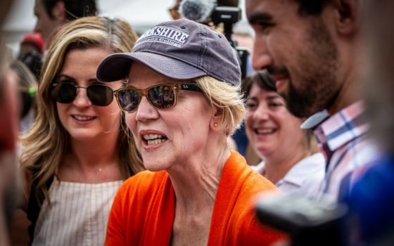 Sen. Elizabeth Warren is seen at the 2019 Iowa State Fair in Des Moines Aug. 10. (Wikimedia Commons/Phil Roeder)