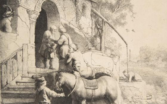 "The Good Samaritan," etching by Rembrandt van Rijn, 1633 (Metropolitan Museum of Art)