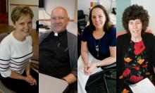 From left: Mia Holman, Augustinian Fr. Joseph Genito, Cara Tripodi and Ann Carr (NCR photos/Peter Feuerherd)