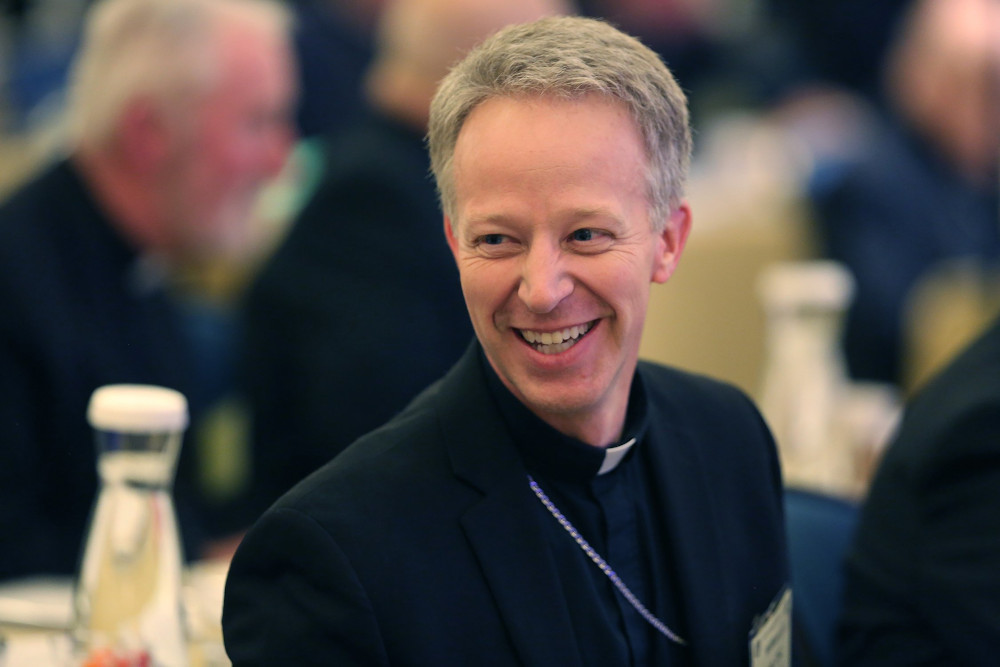 Bishop William Wack of Pensacola-Tallahassee, Florida, smiles Nov. 13, 2017, during the fall general assembly of the U.S. Conference of Catholic Bishops in Baltimore. (CNS/Bob Roller)